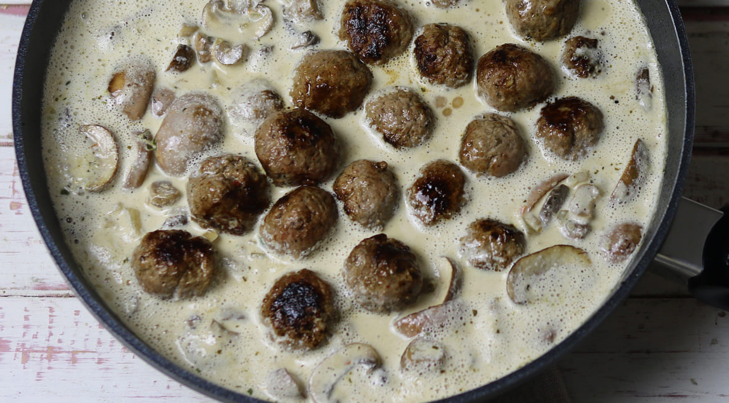 Hackbällchen in Champignon Rahm (Low Carb)