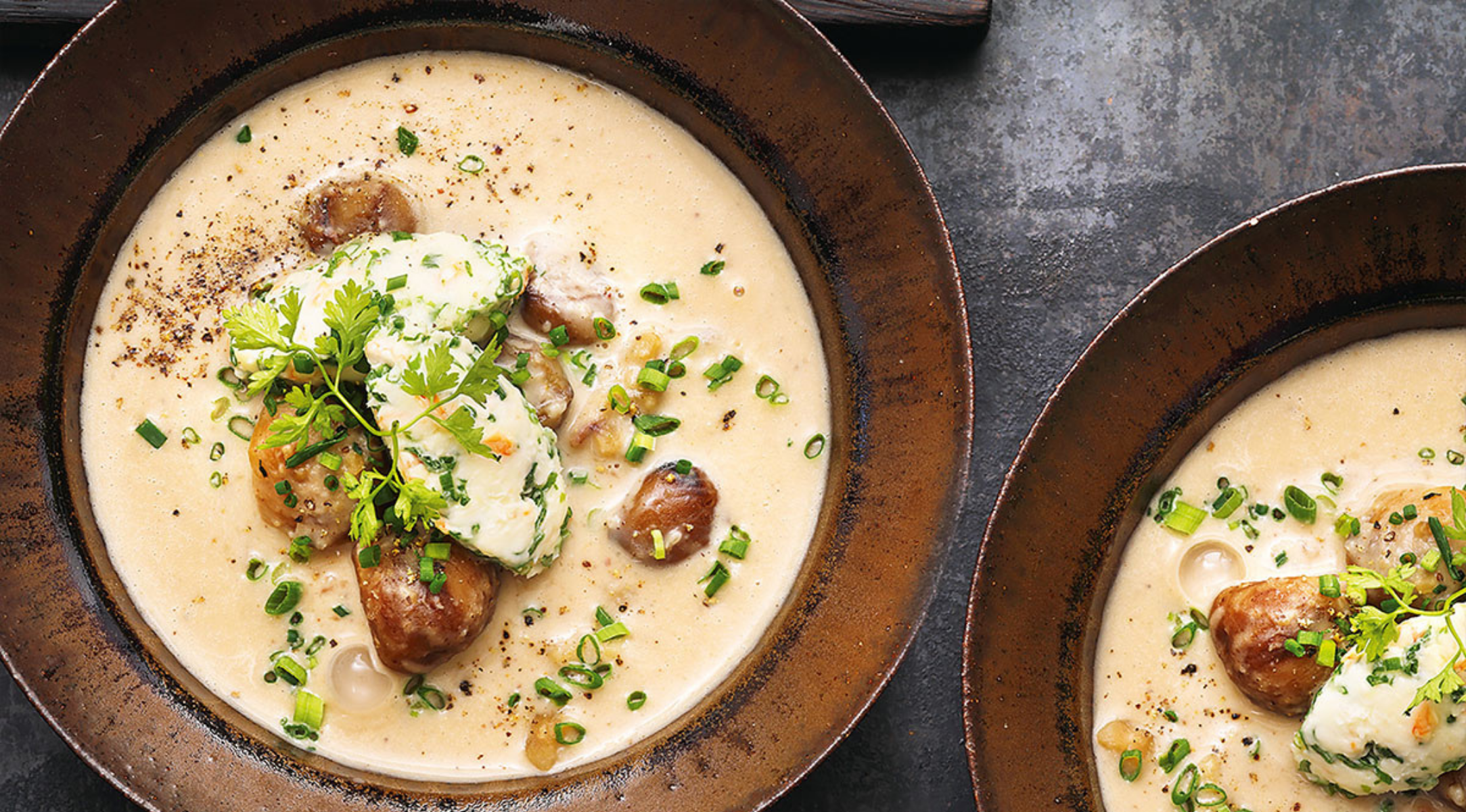 Maronensuppe mit Camembert-Nocken