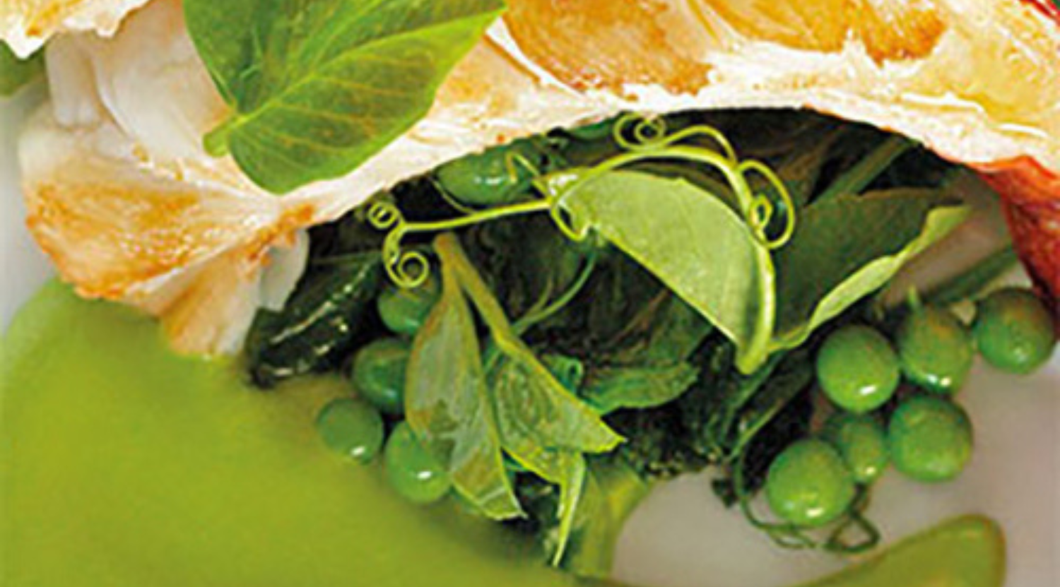 Hummer mit Erbsenpüree