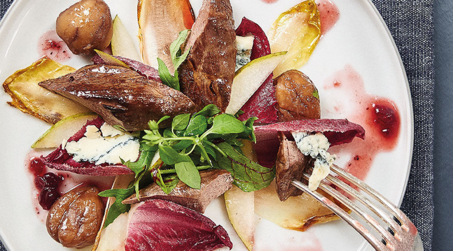 Kalter Braten mit Kartoffel-Sellerie-Salat und Estragon-Emulsion