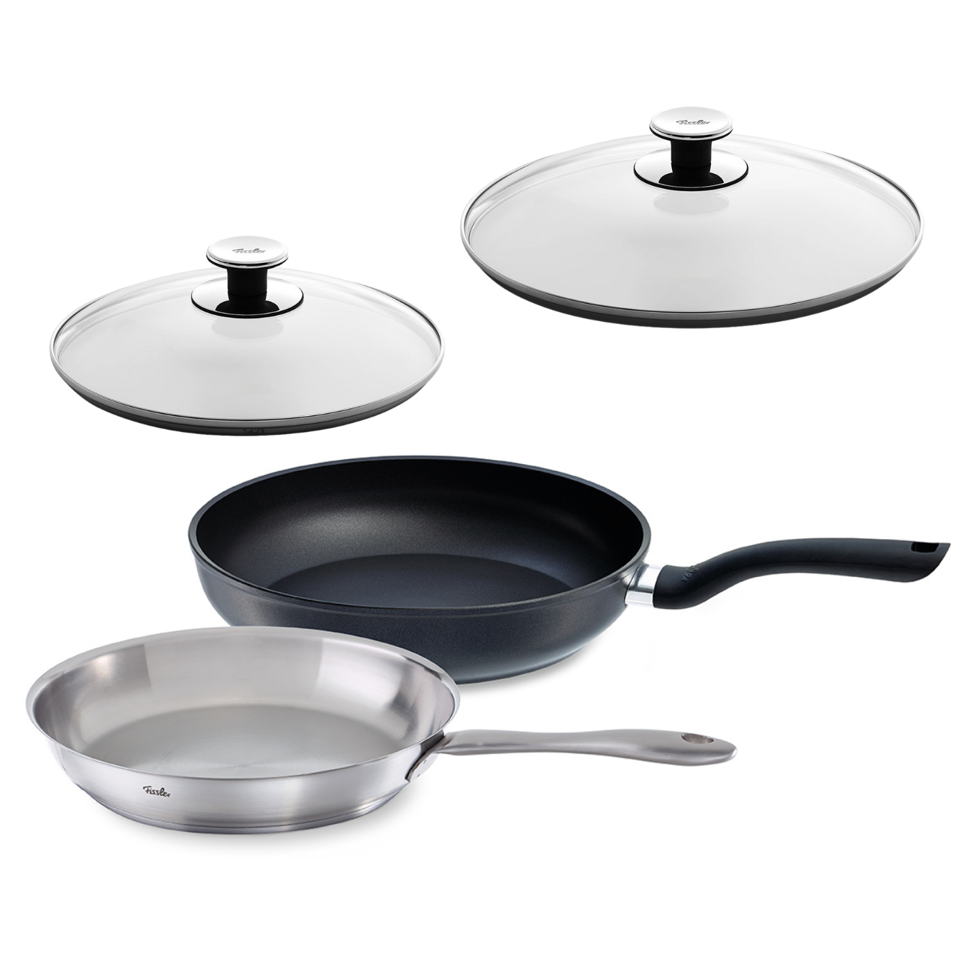 Catania frying pan 24cm + Cenit frying pan 28cm 2-piece set with glass lids